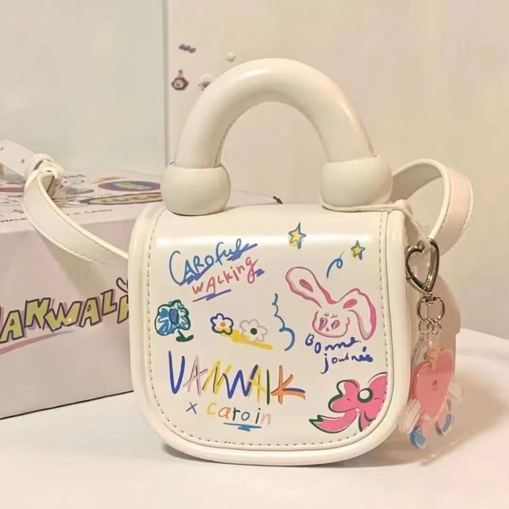 Túi Xách mini Họa Tiết Hoạt Hình graffiti Dễ Thương
