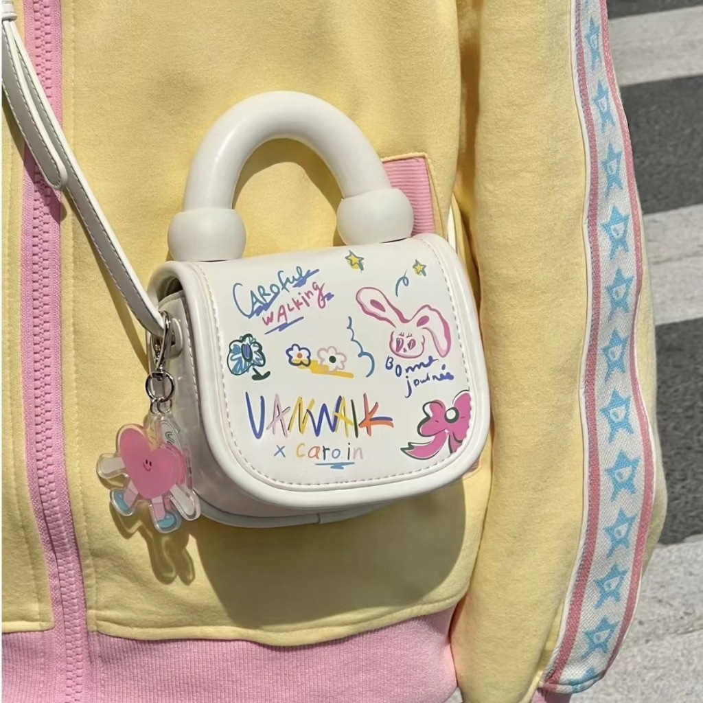 Túi Xách mini Họa Tiết Hoạt Hình graffiti Dễ Thương