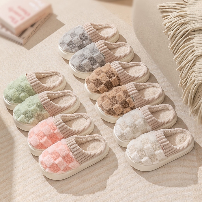 Dép cotton ấm áp mùa đông dành cho nữ trong nhà dép len chống trượt