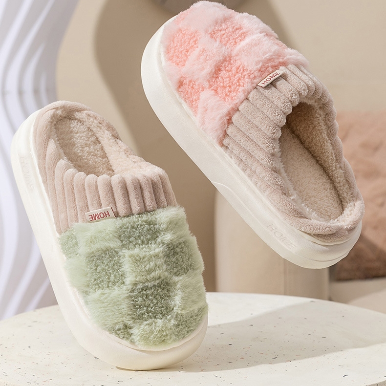 Dép cotton ấm áp mùa đông dành cho nữ trong nhà dép len chống trượt