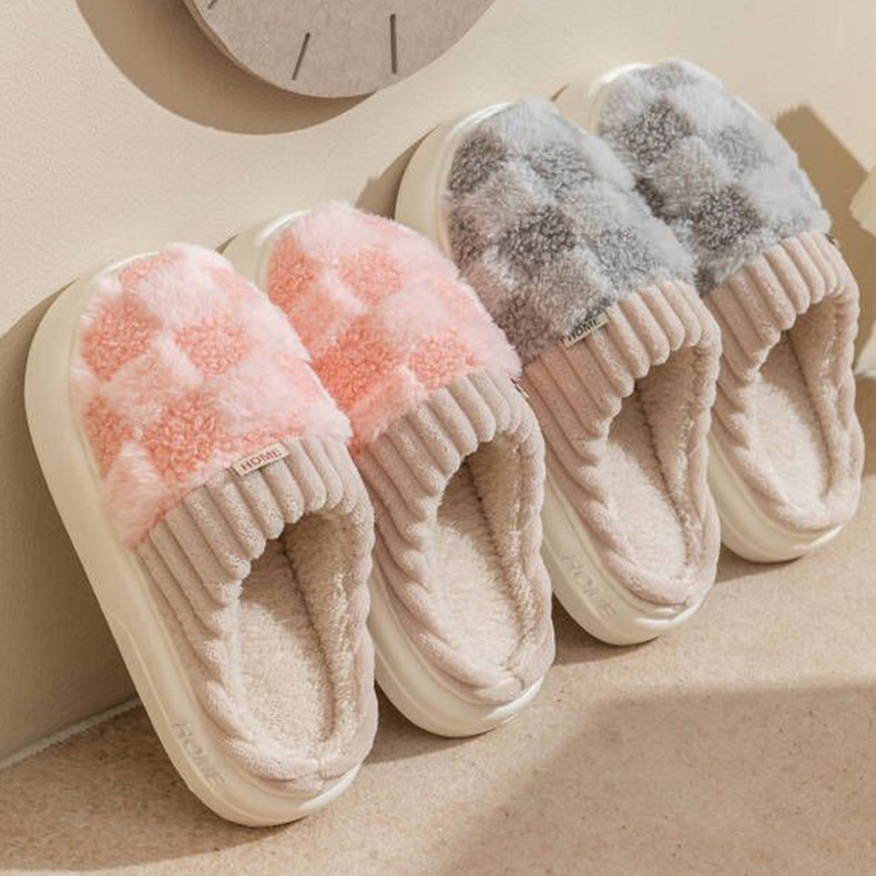 Dép cotton ấm áp mùa đông dành cho nữ trong nhà dép len chống trượt