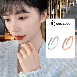 JOJO COCO nhẫn Hở Đính Đá zircon Màu Vàng / Bạc Đơn Giản Có Thể Điều Chỉnh Cho Nữ