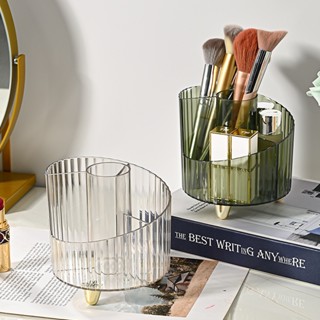 Bàn chải trang điểm lưu trữ xô di động dung tích lớn Hộp đựng bút tiên tiến trong suốt ánh sáng sang trọng Son môi kẻ mày bút chì để bàn nhựa bảo quản