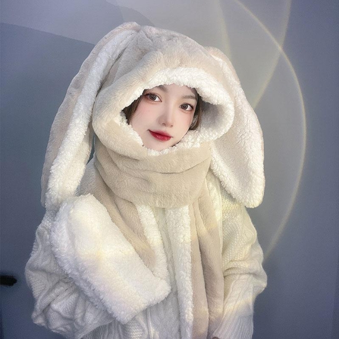 Mũ tai thỏ kèm găng tay dễ thương cho nữ