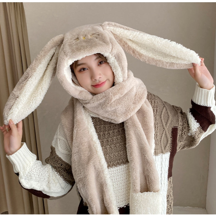 Mũ tai thỏ kèm găng tay dễ thương cho nữ