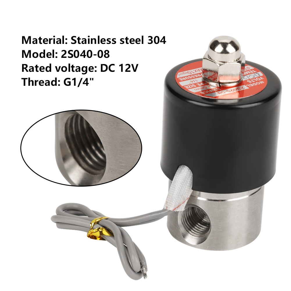 DC 12V G1/4 "Van điện từ thường đóng bằng thép không gỉ 304 Dustrial L.