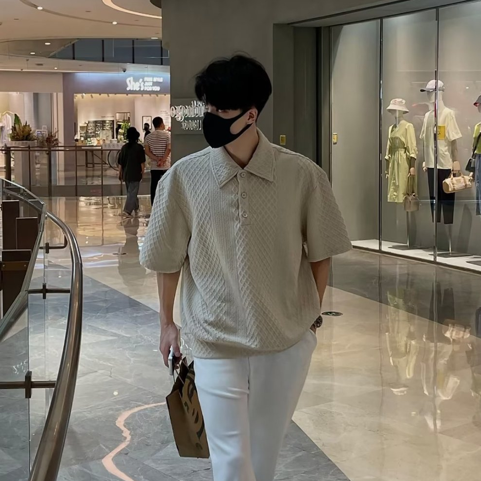 Áo Sơ Mi polo Tay Ngắn Màu Trơn Dáng Rộng Thoải Mái Thời Trang 2023 Mới Mẻ Cho Nam