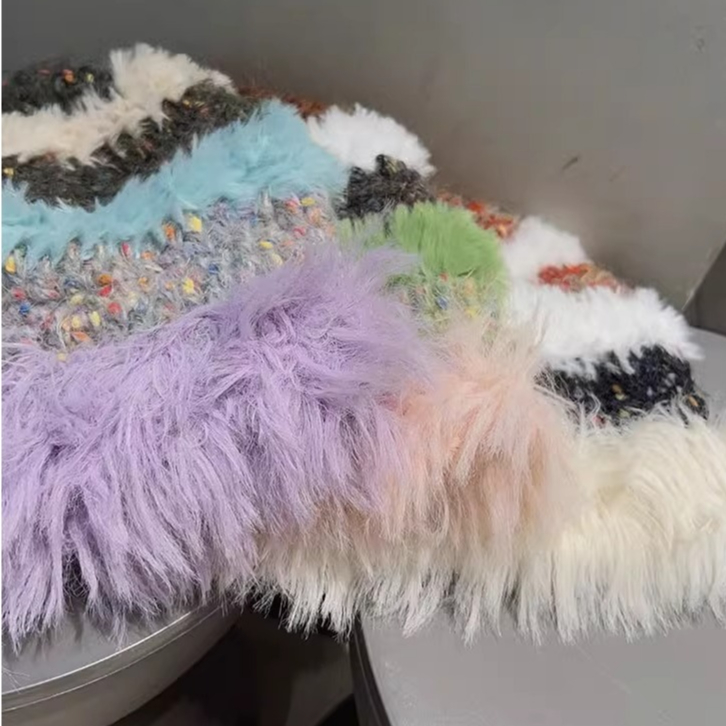 Dopamine Mũ Len Dệt Kim Bảo Vệ Tai Phối Màu Tương Phản Thời Trang Thu Đông 2023 Dành Cho Nữ