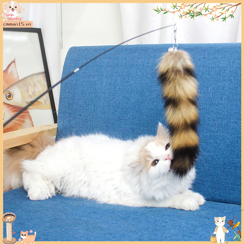 Phổ biến Plush Funny Cat Stick Có thể thu vào Đầu có thay thế Cứu trợ Chán nản Kitten Teaser Wand cho Trong nhà