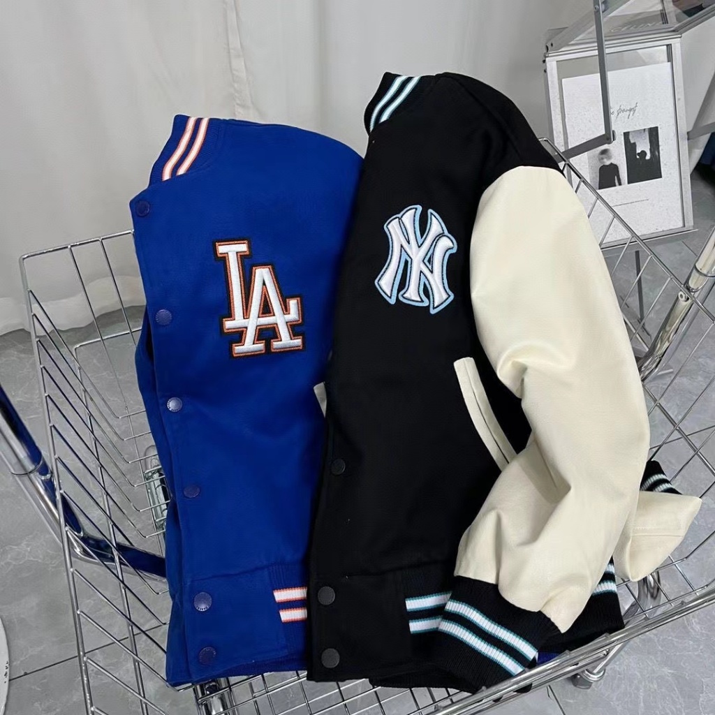 Mlb Áo Khoác Bóng Chày Dáng Rộng Phối Màu Tương Phản Cá Tính Cho Nam Và Nữ