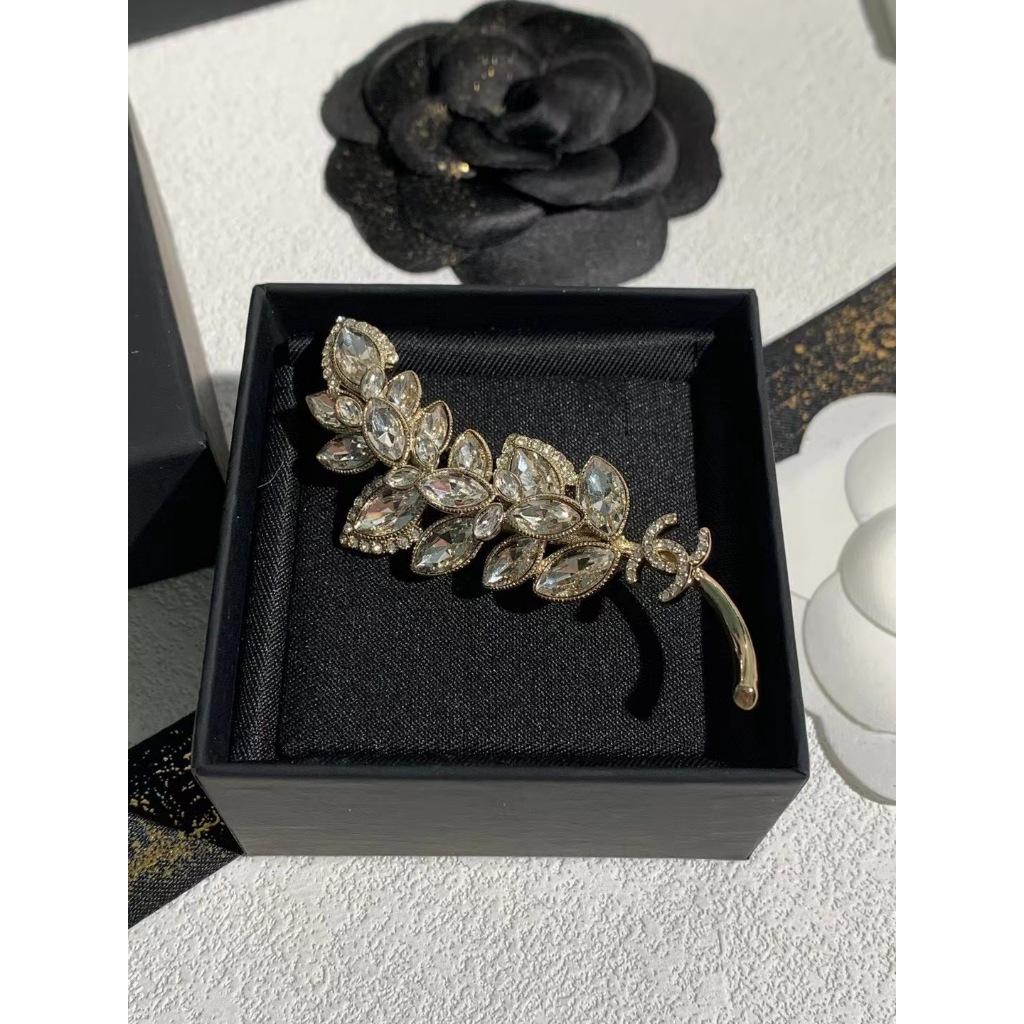 Trâm Cài Áo Mạ Bạc 925 Hình Chiếc Lá Đính Đá Thời Trang