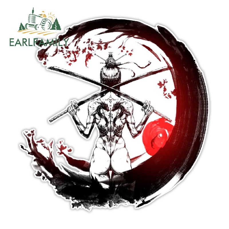 Earlfamily Đề Can vinyl Dán Tủ Lạnh Xe Hơi Chiến Binh samurai Hoạt Hình Chống Thấm Nước 13Cmx12.6Cm