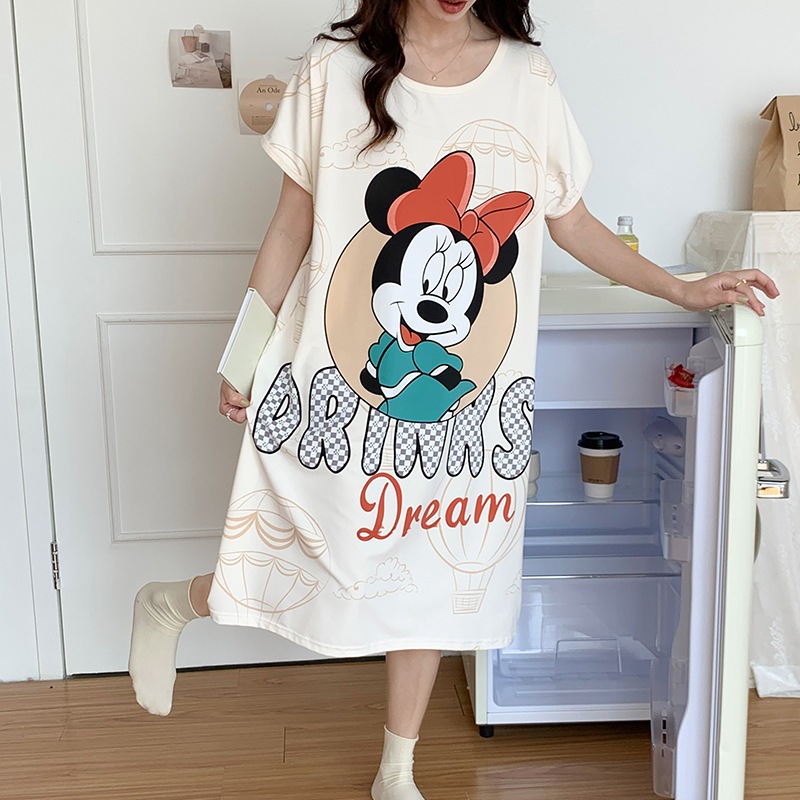 Đầm Ngủ Ngắn Tay Dáng Rộng Xinh Xắn Dành Cho Nữ