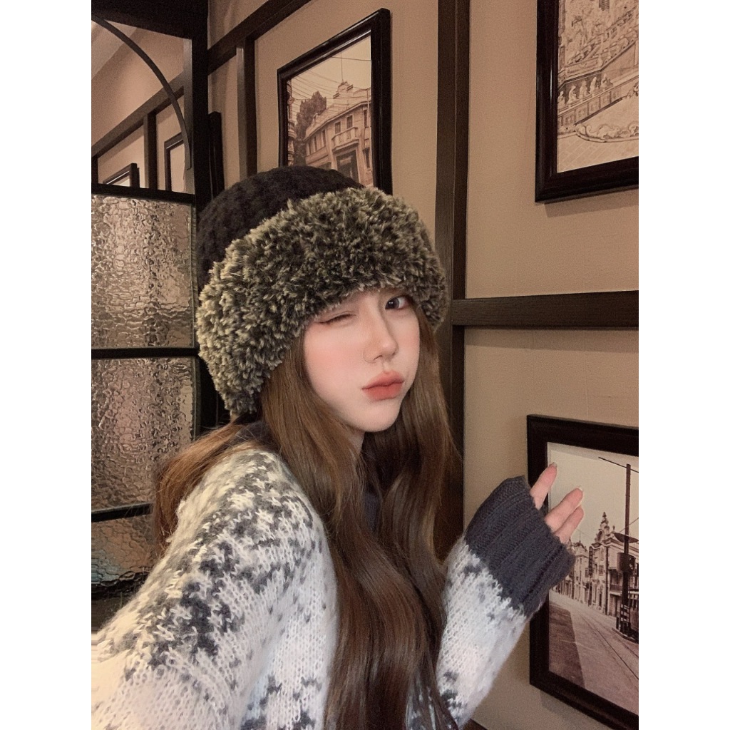 Mũ Len Dệt Kim Dày Dặn Giữ Ấm Mùa Thu Đông Phong Cách Hàn Quốc Mới Cho Nữ