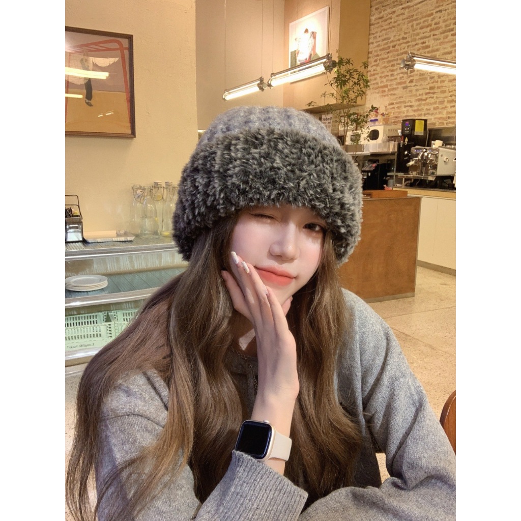 Mũ Len Dệt Kim Dày Dặn Giữ Ấm Mùa Thu Đông Phong Cách Hàn Quốc Mới Cho Nữ