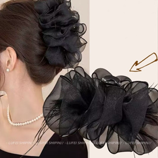 GUSIRI Kẹp tóc lông vũ Hàn Quốc Kẹp tóc cá mập cao cấp đơn giản Phụ kiện thời trang nữ