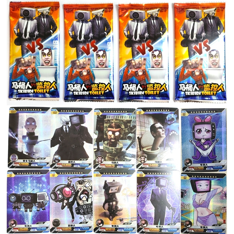 Bộ 5 Thẻ Trò Chơi Trượt Tuyết Hình Nhân Vật Sáng Bóng Cho Bé Trai skibidi toilet