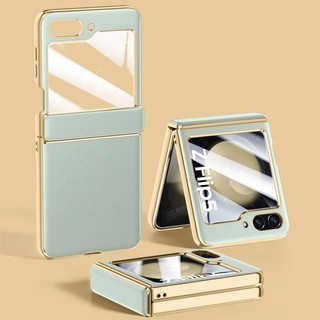 Ốp Lưng Cho Samsung Galaxy Z Flip 6 Flip 5 Da Trơn Mạ Điện Bản Lề Bảo Vệ Với Màn Hình Mặt Trước Kính Phim