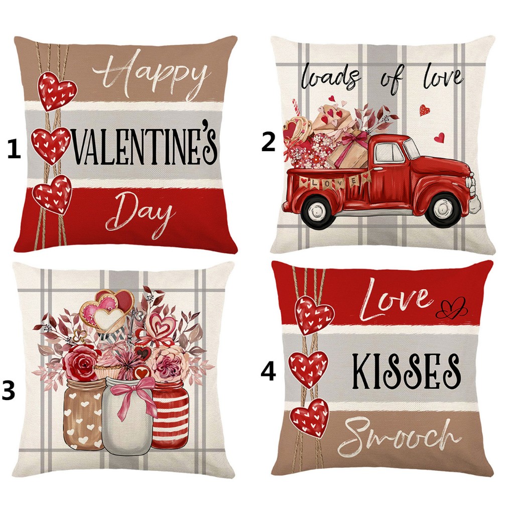 Vỏ Gối Vải Lanh Họa Tiết Hoa Xinh Xắn Kích Thước 70X70.60X60.50X50.45X45.40X40Vỏ Gối sofa Trang Trí Ngày Lễ Tình Nhân