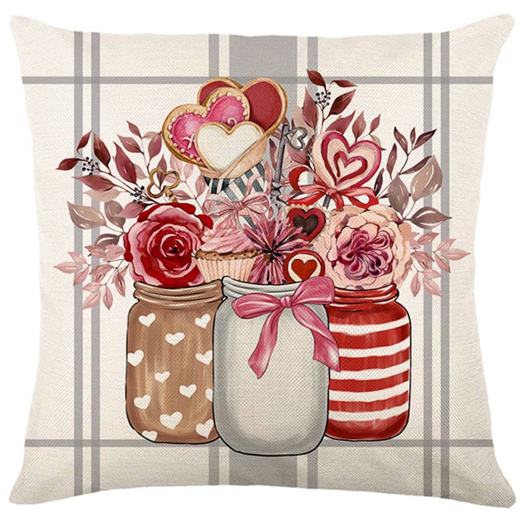 Vỏ Gối Vải Lanh Họa Tiết Hoa Xinh Xắn Kích Thước 70X70.60X60.50X50.45X45.40X40Vỏ Gối sofa Trang Trí Ngày Lễ Tình Nhân