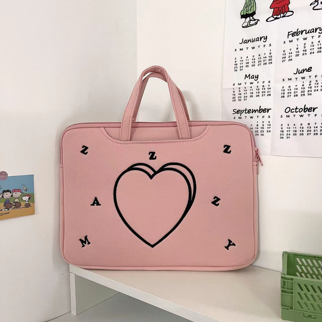 Túi Đựng Laptop 13 14 15 15.6 inch Xách Tay Thêu Họa Tiết Dễ Thương Phong Cách Hàn Quốc Cho Nam Và Nữ