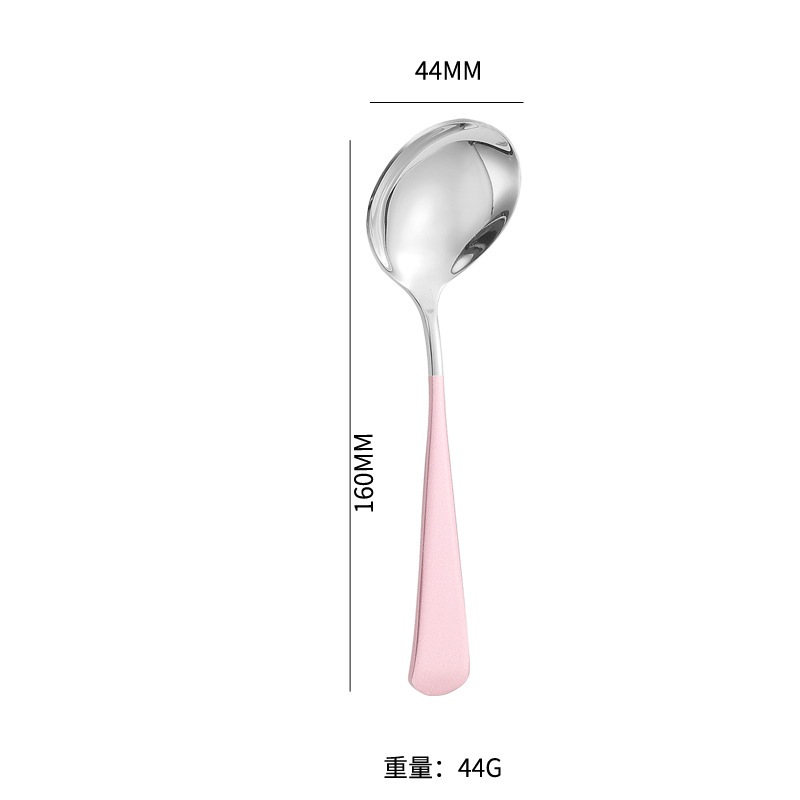 Muỗng Cà Phê Hình Tròn Cán Dài Bằng Thép Không Gỉ Màu Bạc