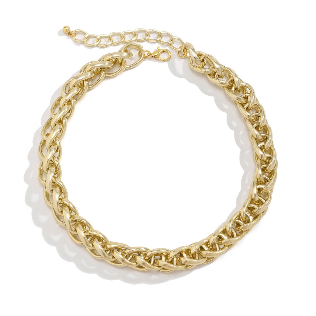 Vòng Cổ choker Kim Loại Xoắn Phong Cách retro hip hop Dày Dặn