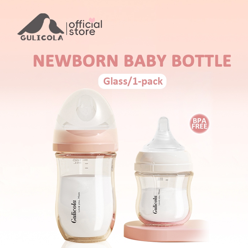 Gulicola bình sữa thuỷ tinh  80ml/160ml cho bé từ 0 tháng bình sữa cổ rộng Cao Cấp