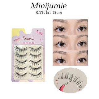 Minijumie Lông Mi Giả Gân Trong Tự Nhiên Mềm Nhẹ 5 cặp Tái Sử Dụng Nhiều Lần+ keo dán