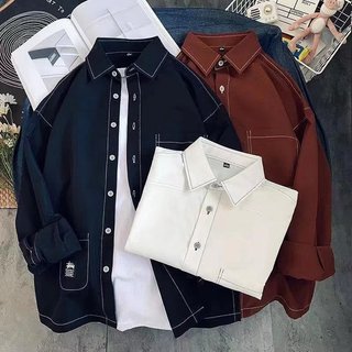 Áo Sơ Mi Nam Dài Tay Dáng Rộng Phong Cách Hàn Quốc Thời Trang