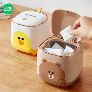 Line friends Thùng Rác Để Bàn Có Nắp Đậy Tiện Dụng