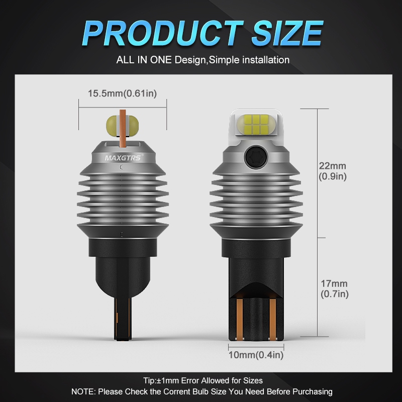 Set 2 bóng đèn LED MAXGTRS 2000LM T15 W16W 3570S 912 921 6000K dành cho xe hơi