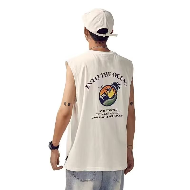 Áo Thun cotton Không Tay Dáng Rộng Phong Cách Nhật Bản Thời Trang Mùa Hè Cho Nam