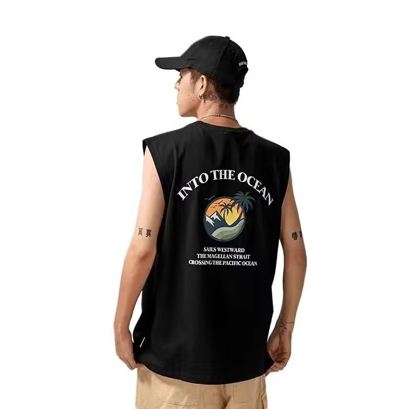 Áo Thun cotton Không Tay Dáng Rộng Phong Cách Nhật Bản Thời Trang Mùa Hè Cho Nam