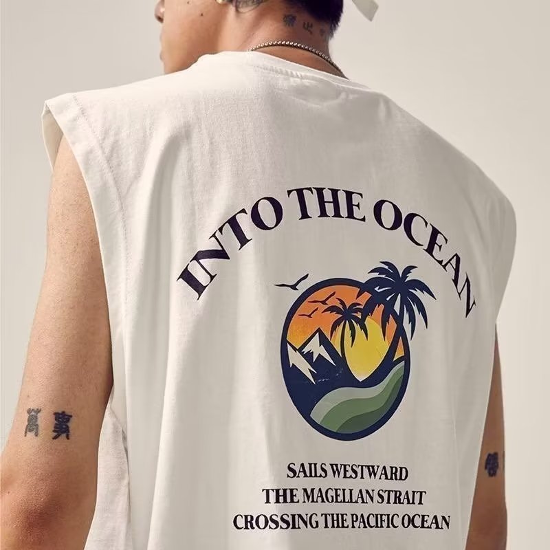 Áo Thun cotton Không Tay Dáng Rộng Phong Cách Nhật Bản Thời Trang Mùa Hè Cho Nam