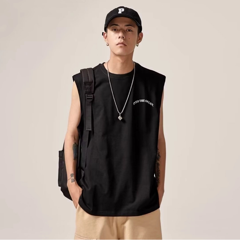 Áo Thun cotton Không Tay Dáng Rộng Phong Cách Nhật Bản Thời Trang Mùa Hè Cho Nam