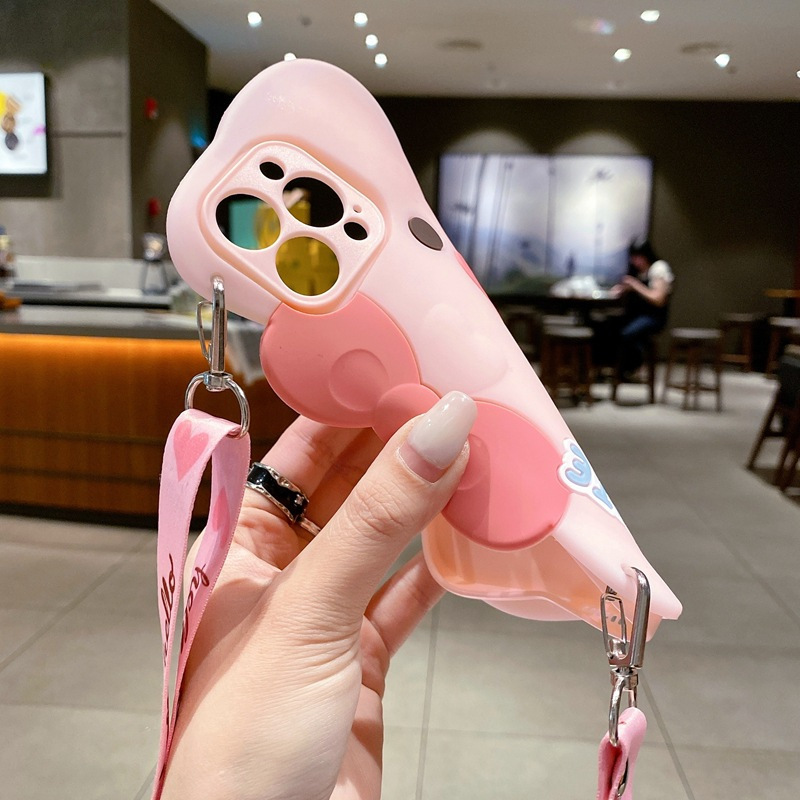 Ốp Điện Thoại Mềm Hình Heo Con Có Dây Đeo Dài Cho Xiaomi mi 11 lite 11t poco x3 x5 redmi 12c 9t 10c note 12 11 10 pro 11s 9a