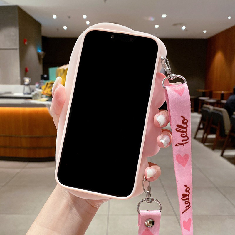 Ốp Điện Thoại Mềm Hình Heo Con Có Dây Đeo Dài Cho Xiaomi mi 11 lite 11t poco x3 x5 redmi 12c 9t 10c note 12 11 10 pro 11s 9a