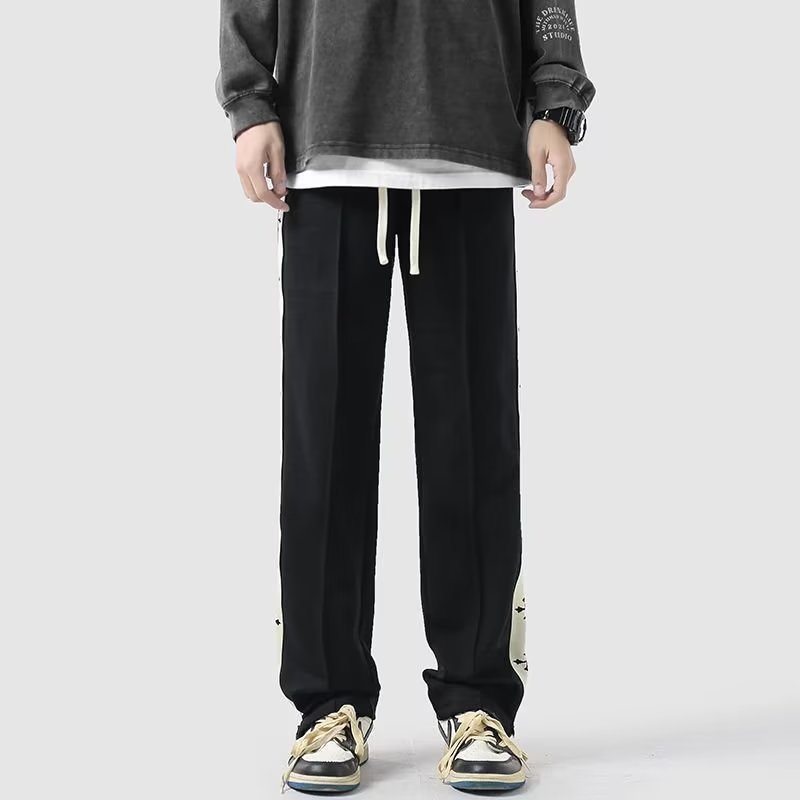 Quần Dài Thể Thao Dáng Rộng Màu Đen Thời Trang Xuân Thu Cá Tính Cho Nam