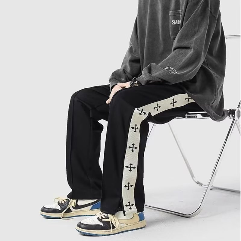 Quần Dài Thể Thao Dáng Rộng Màu Đen Thời Trang Xuân Thu Cá Tính Cho Nam