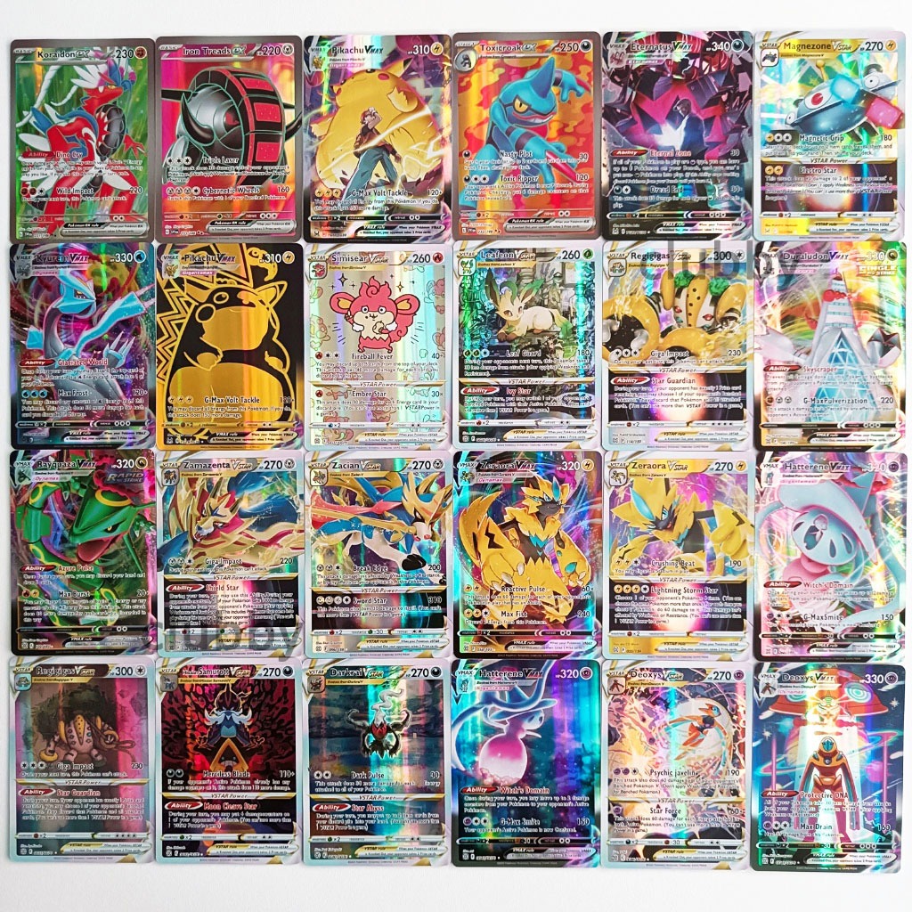 Bộ 100 3D Thẻ Bài Đồ Chơi Pokemon lấp lánh Charizard Tiếng Anh VSTAR / VMAX / EX quà tặng đồ chơi trẻ em