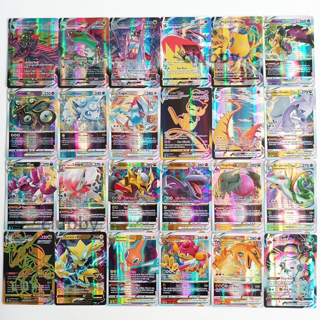 Bộ 100 3D Thẻ Bài Đồ Chơi Pokemon lấp lánh Charizard Tiếng Anh VSTAR / VMAX / EX quà tặng đồ chơi trẻ em