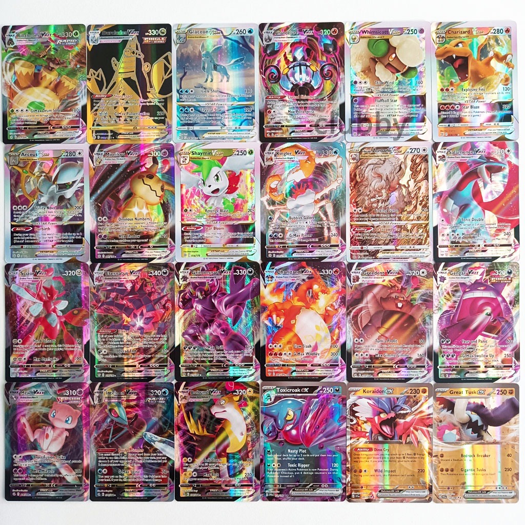 Bộ 100 3D Thẻ Bài Đồ Chơi Pokemon lấp lánh Charizard Tiếng Anh VSTAR / VMAX / EX quà tặng đồ chơi trẻ em