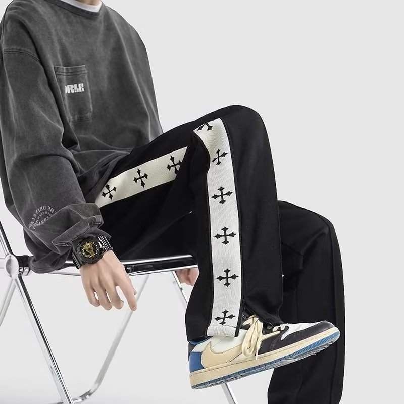 Quần Dài Thể Thao Dáng Rộng Màu Đen Thời Trang Xuân Thu Cá Tính Cho Nam