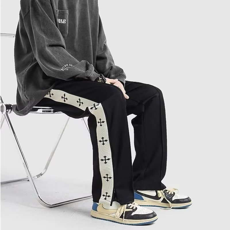 Quần Dài Thể Thao Dáng Rộng Màu Đen Thời Trang Xuân Thu Cá Tính Cho Nam