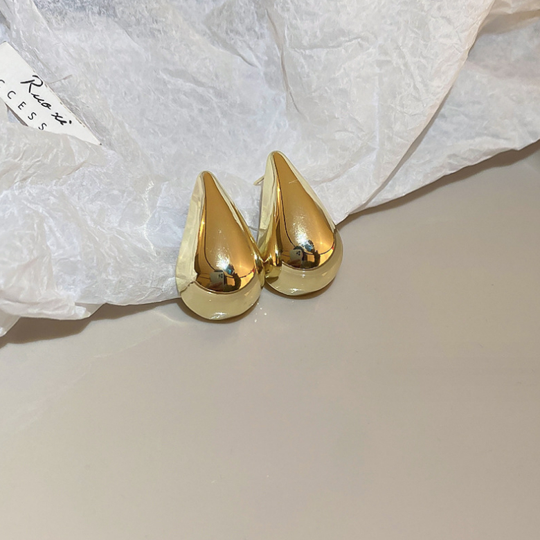 Khuyên Tai Kim Loại Hình Giọt Nước Màu Sắc Đơn Giản