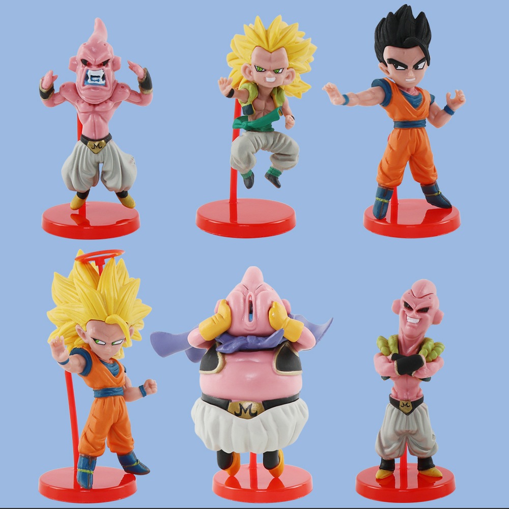 Bộ 6 Mô Hình Nhân Vật son goku Kakashi majin buu son gohan gotenks super saiyan Bằng pvc