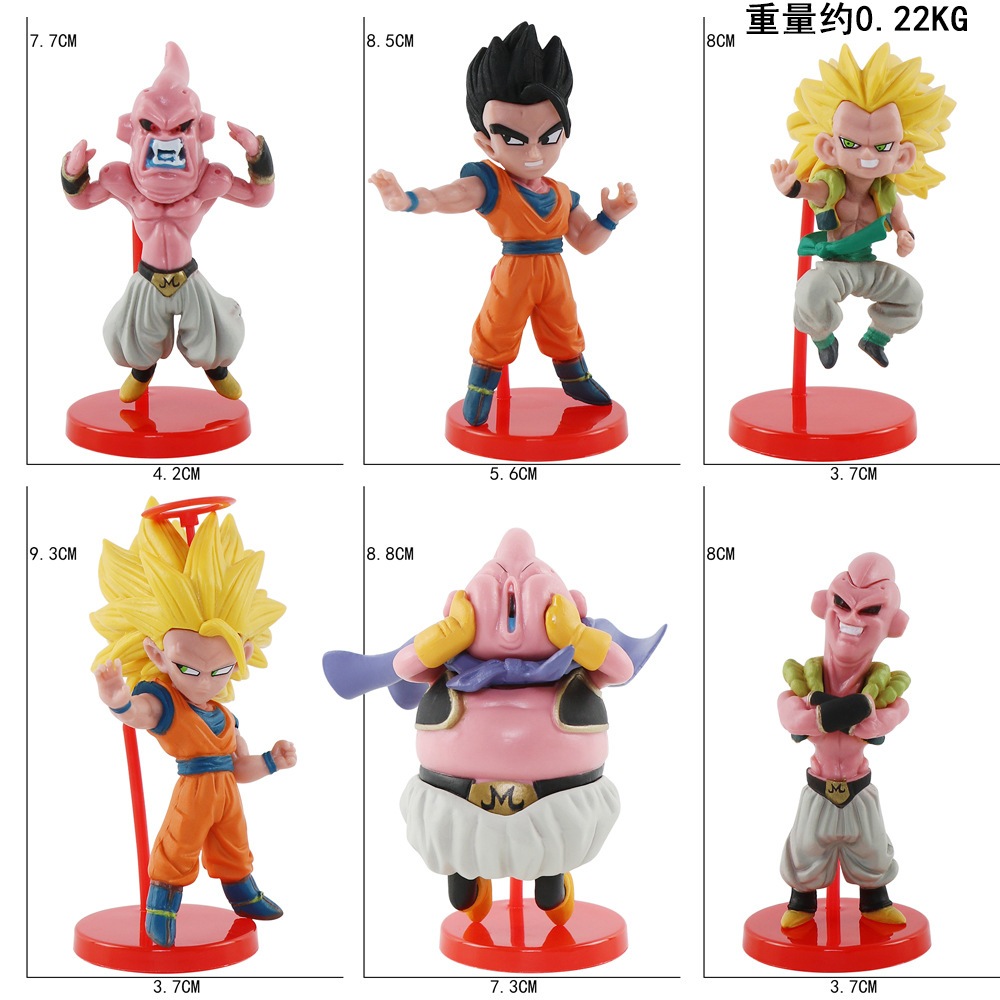 Bộ 6 Mô Hình Nhân Vật son goku Kakashi majin buu son gohan gotenks super saiyan Bằng pvc