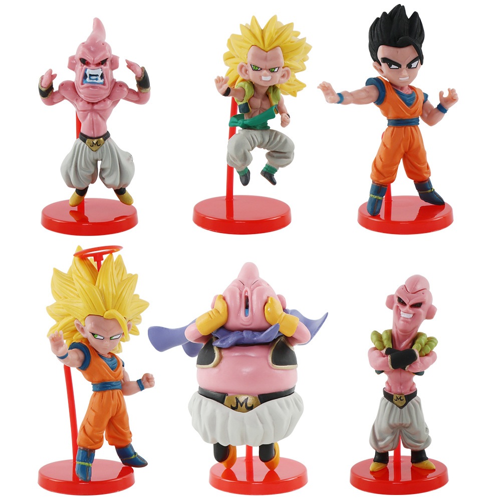 Bộ 6 Mô Hình Nhân Vật son goku Kakashi majin buu son gohan gotenks super saiyan Bằng pvc