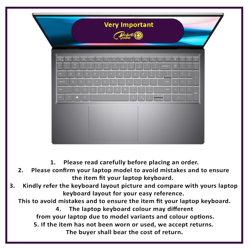 Miếng Dán Bảo Vệ Bàn Phím Máy Tính 15.6 inch DELL INSPIRON 15 3000 5510 3511 5515 3510 3515 7510 3520 15PRO 5518 VOSTRO 5510